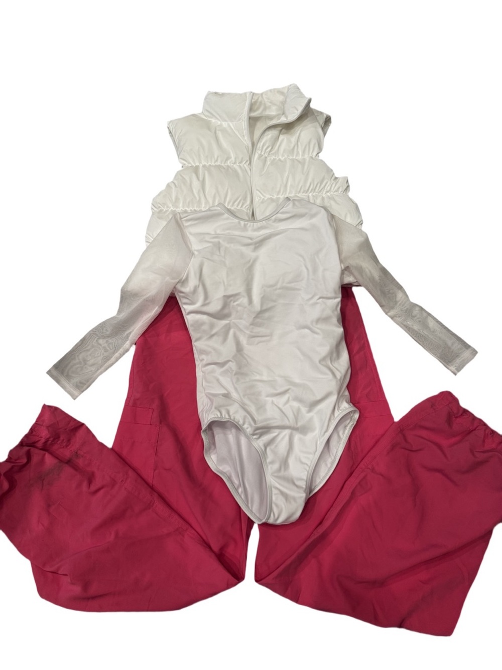 Weissman White Liquid Shine Puffer Vest for hiphop dance